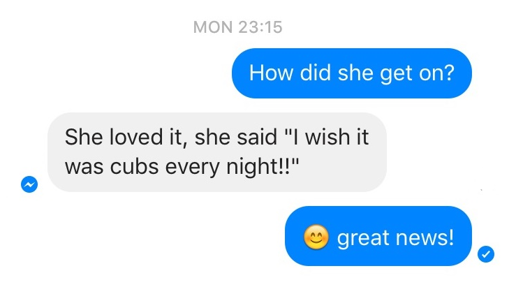 The reason why we do it, a message from Scarlett's mum. Scarlett joined Cubs last Monday :)